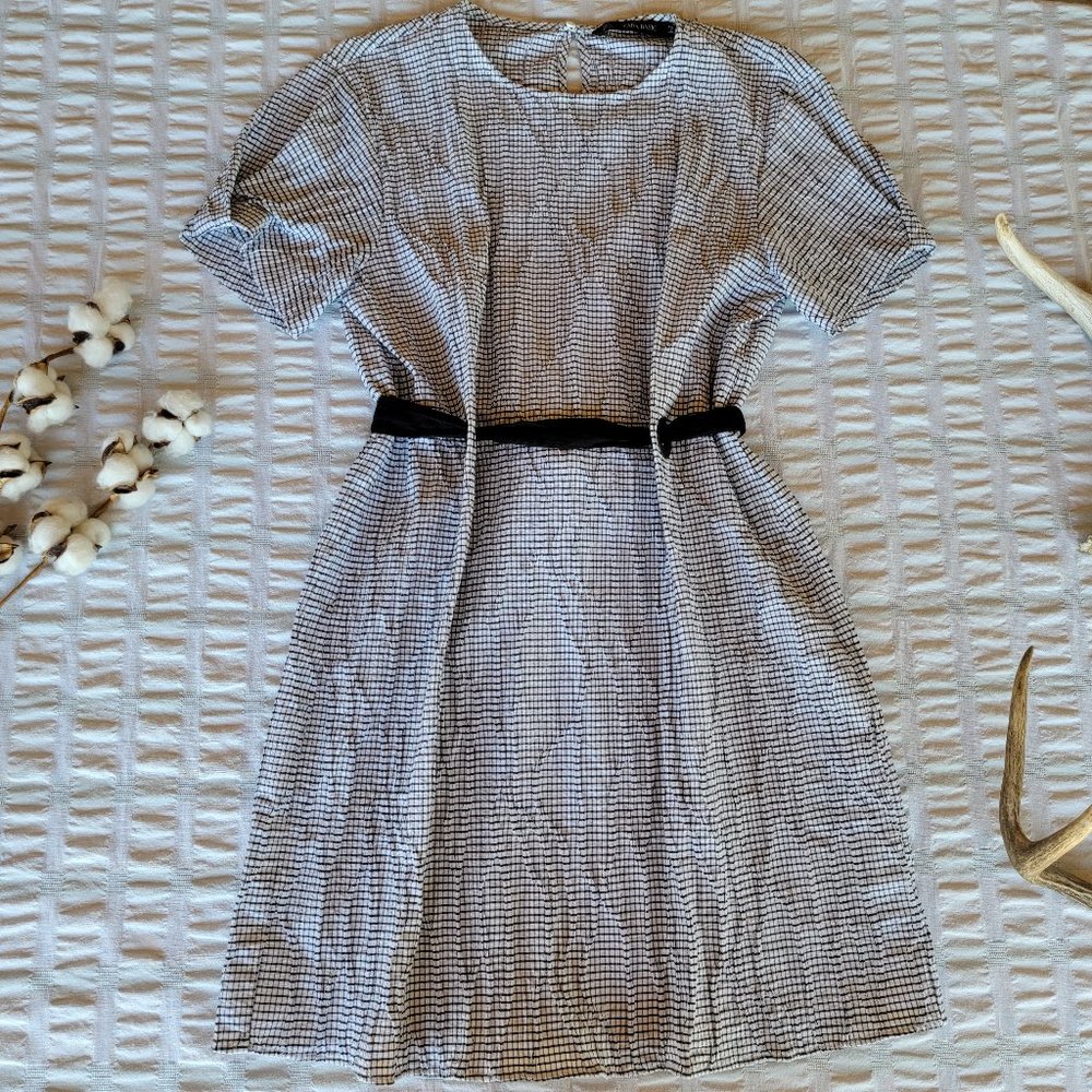 Zara Basic Textured Check Pattern Retro Dress - image 1